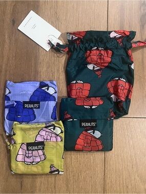 NWT Peanuts x BAGGU Puffer Snoopy - Set of 3 Standard Reusable Tote Bags